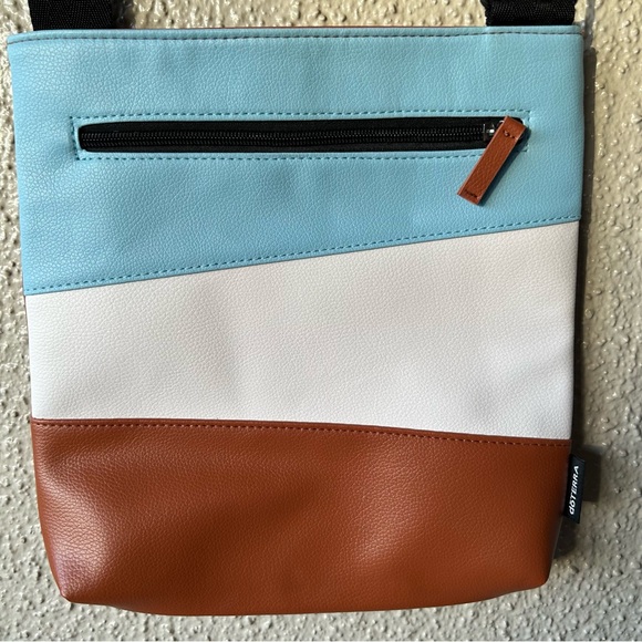 doTERRA Cross Body Adjustable Bag Purse  Blue White Brown Color Block NEW - Picture 3 of 11